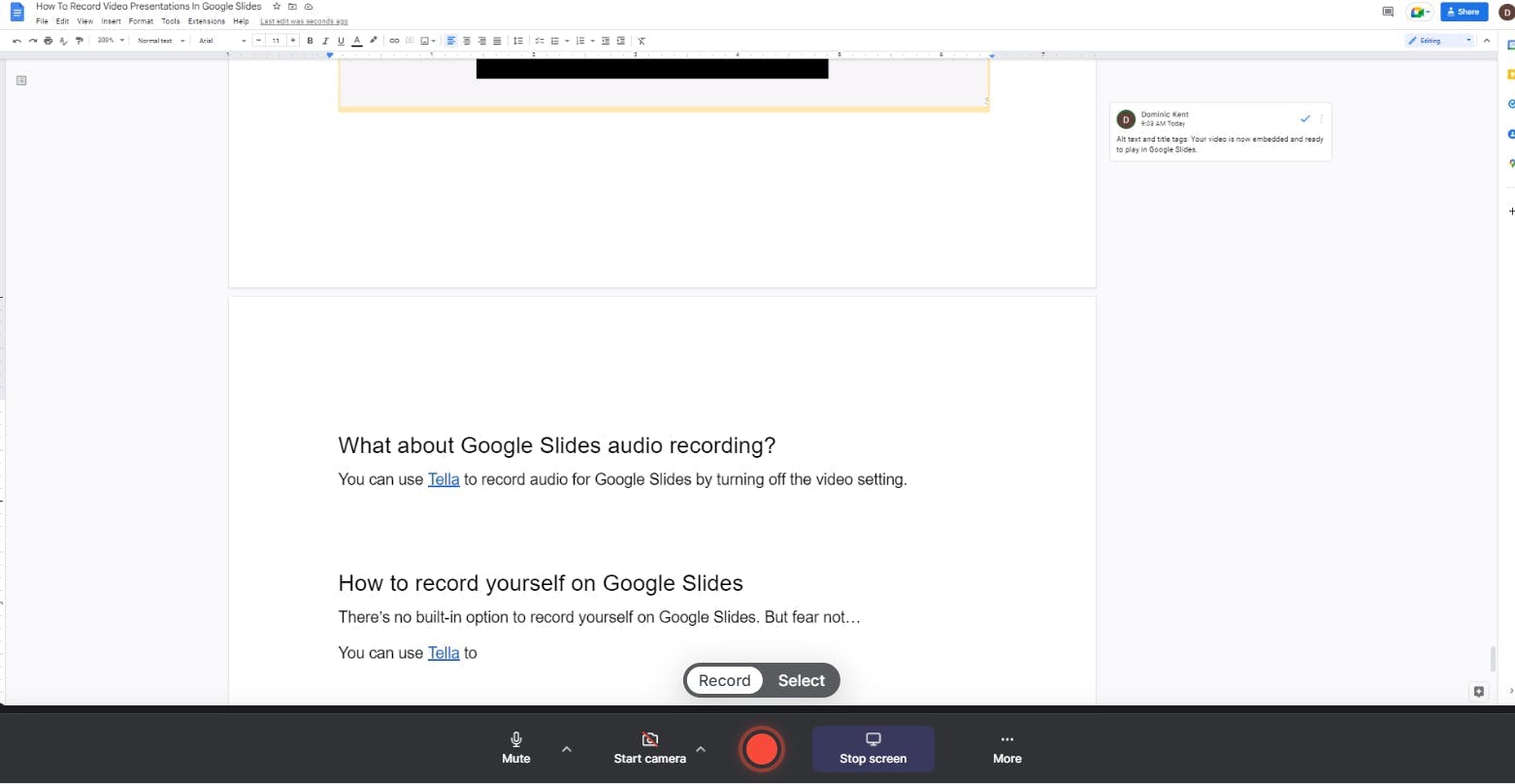 Recording audio for Google Slides