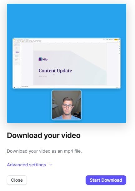Download your recorded video ready to upload to Google Slides