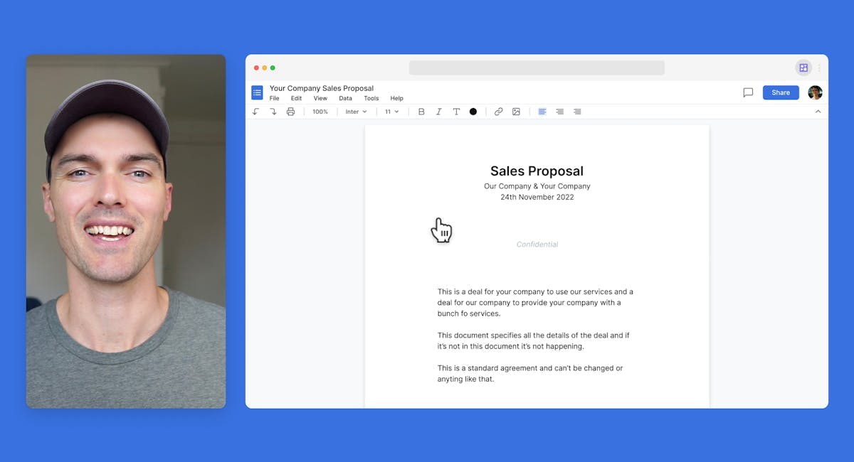 Walk prospects and team members through your proposal using Tella.