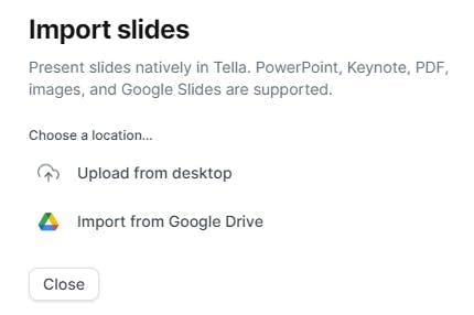 Import slides to your screen and webcam recording
