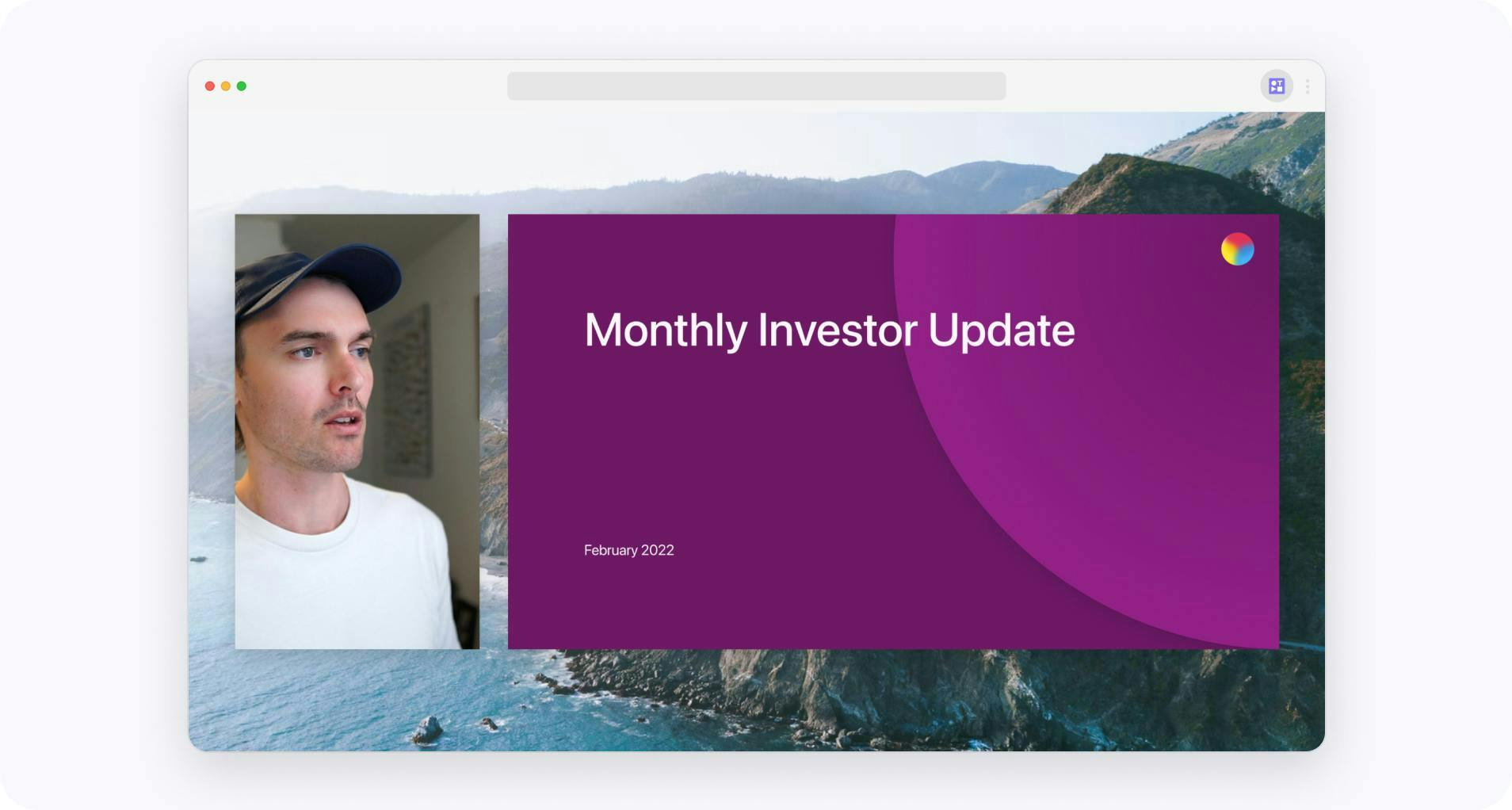 Record investor update video from web browser