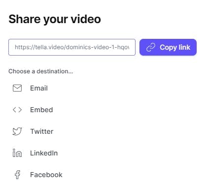 Unique URL for sharing your recorded video presentation