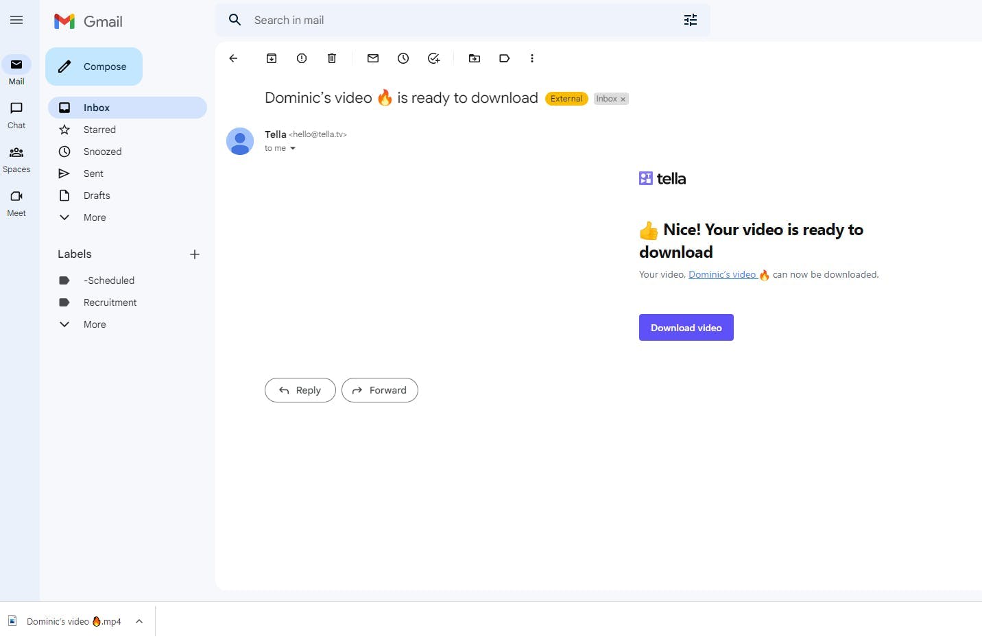 Video ready to download and add to Google Slides