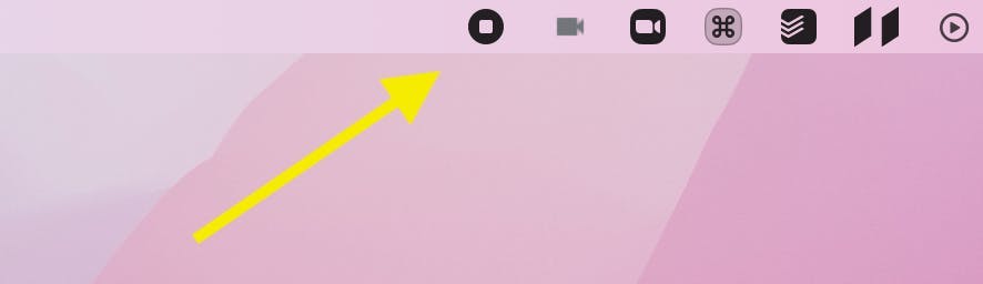 Stop your screen recording by pressing the stop icon in your Mac's menu bar